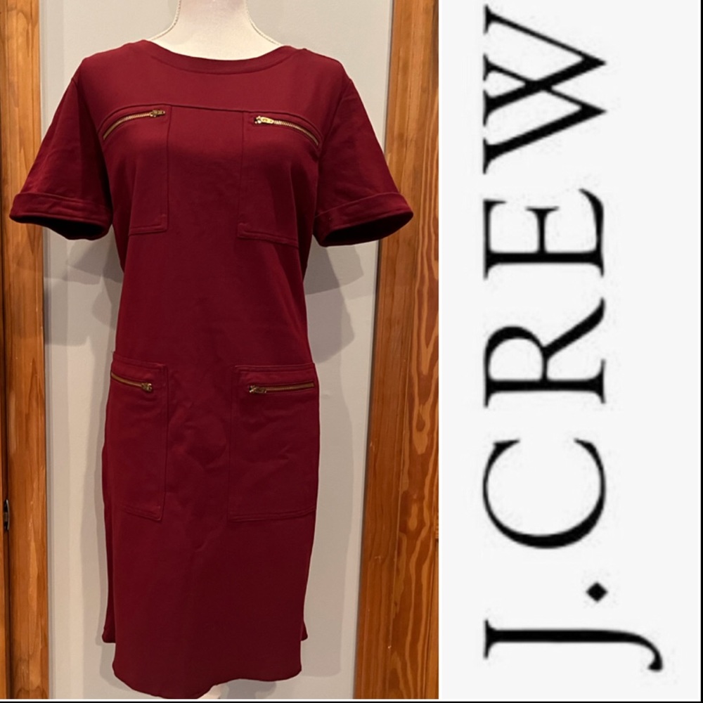 J. Crew Burgundy Dress with Gold Zippers
